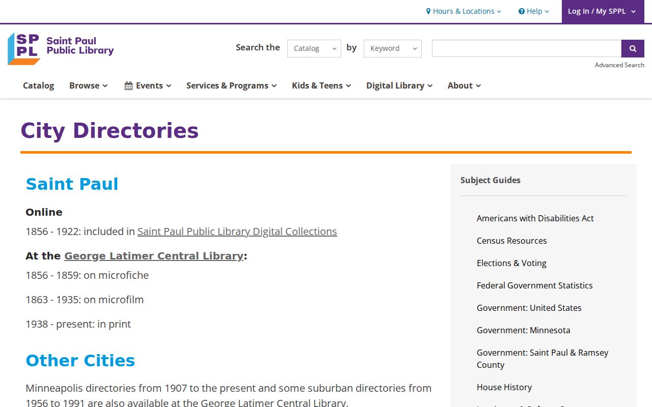 St. Paul city directory collection and historical directory formats