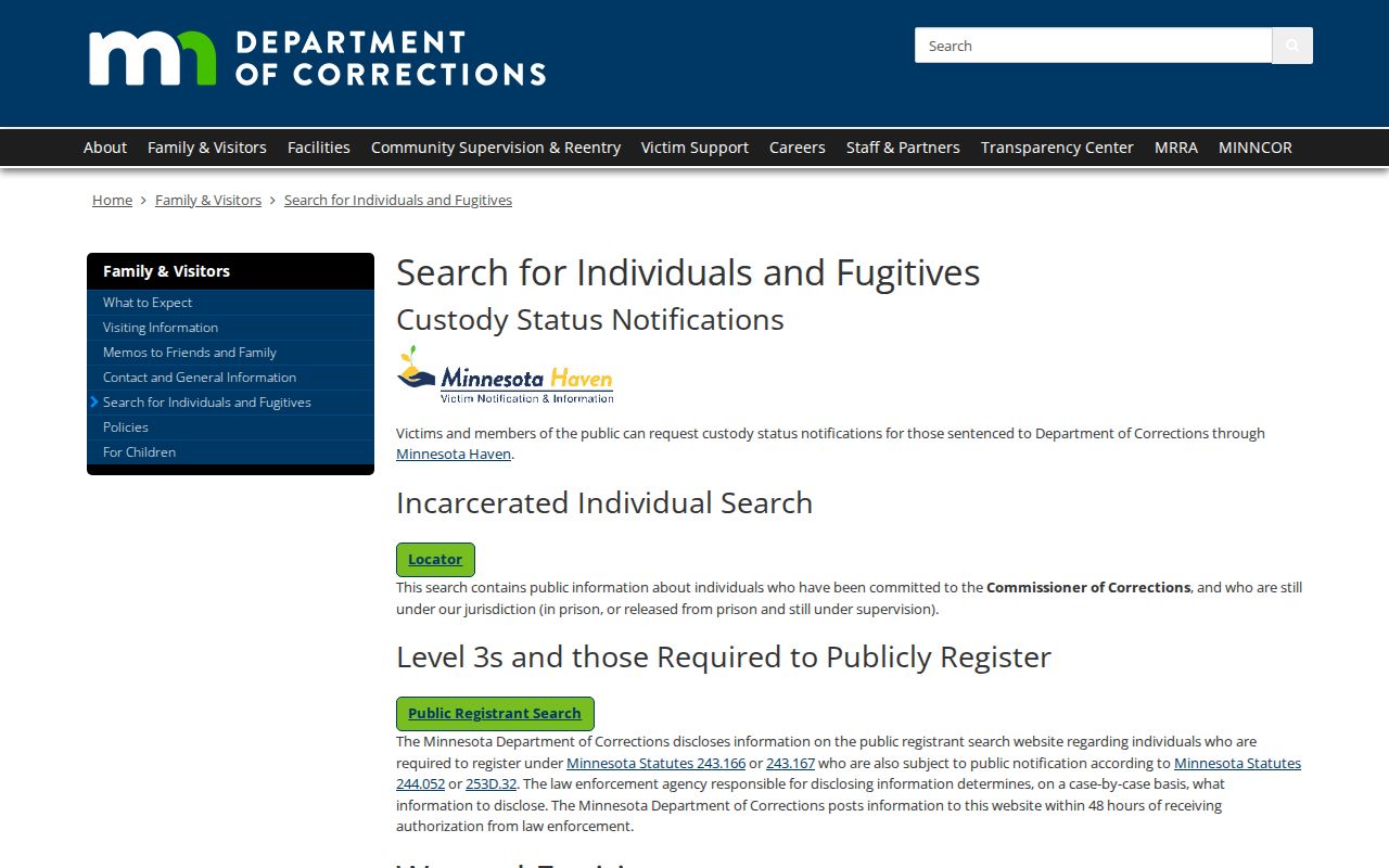 St. Paul residents directory Minnesota DOC public search page