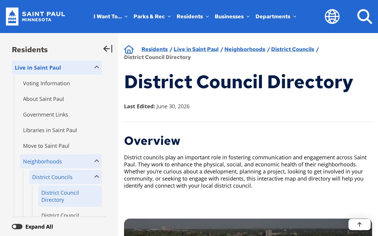 St. Paul neighbors district council directory address lookup