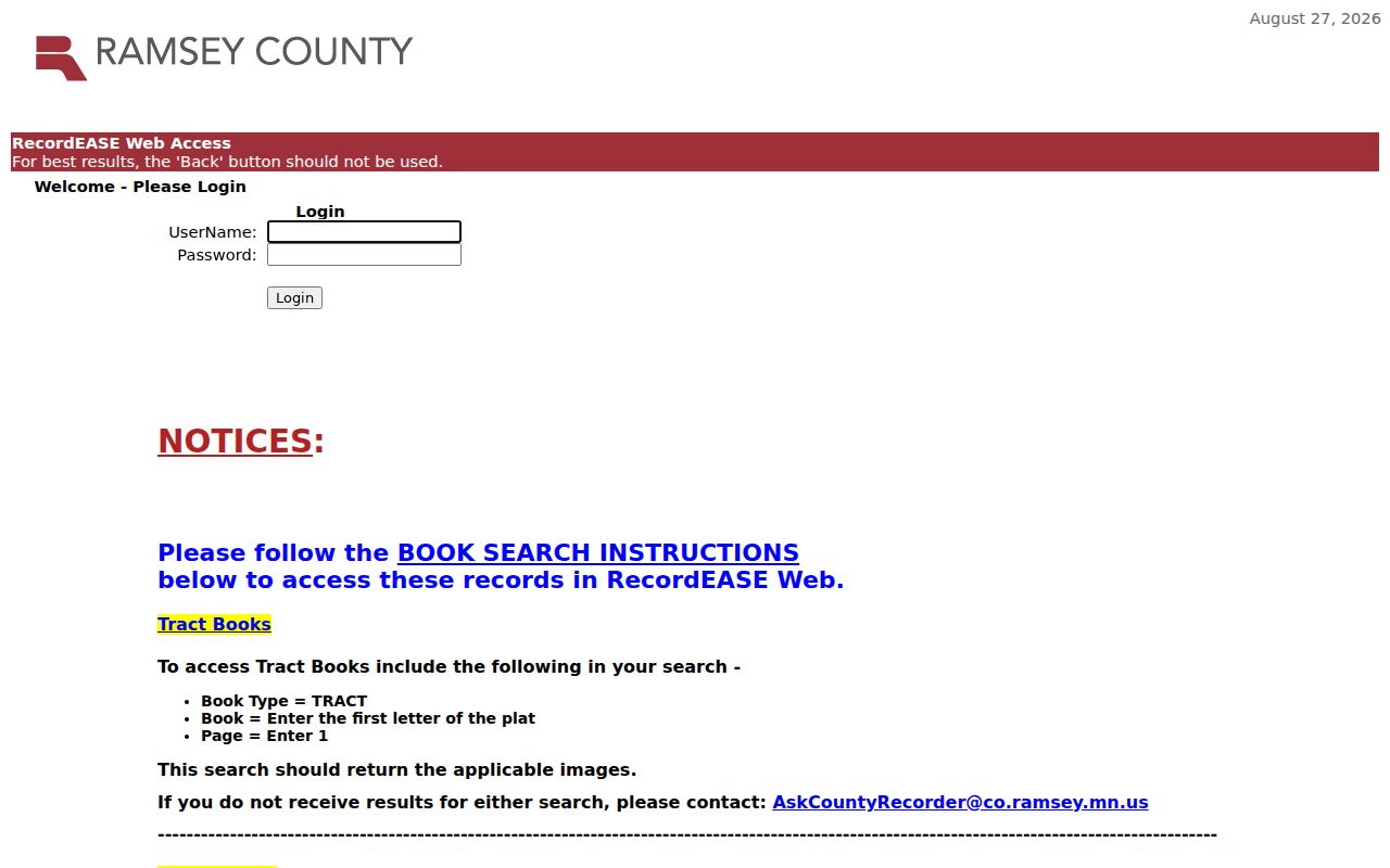 St. Paul street directory RecordEASE deed and index search access