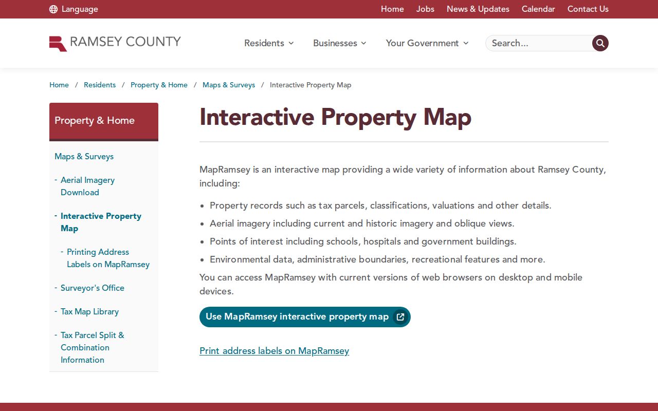 St. Paul ZIP code directory Ramsey County interactive property map